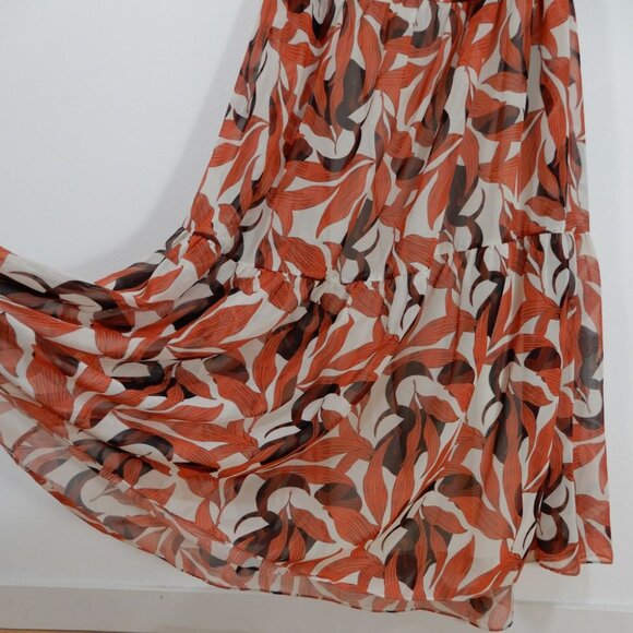 Gianni Bini Lillian Maxi Dress Size 12 Copper Palm Print Tiered Cut Out NEW - Picture 8 of 11